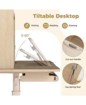 Height Adjustable Kids Writing Desk with Tilt Desktop and Book Stand