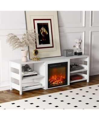 Fireplace TV Stand for up to 75" TV with Storage Shelves