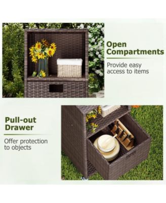 Outdoor Storage Cabinet with Drawer and Three Shelves