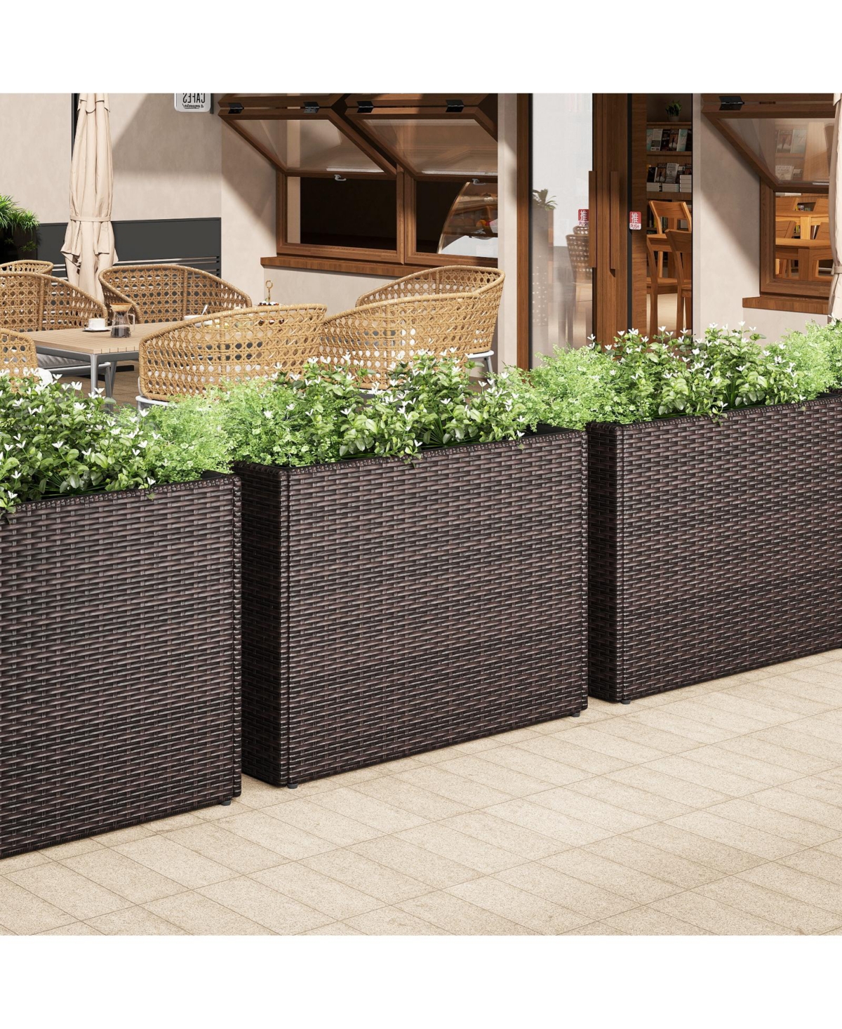 Sugift 24 in Tall Raised Garden Bed with Wicker Design and Liner