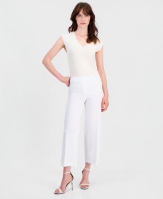 Women's Stretch Crepe Wide-Leg Cropped Pull-On Pants