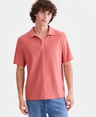 Men's Textured Johnny-Collar Polo Shirt