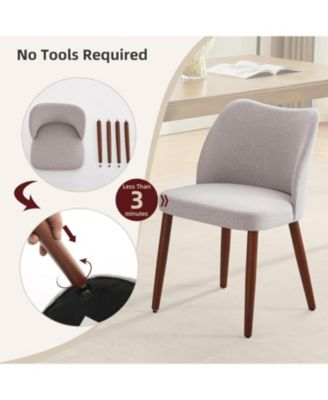 Leather Dining Chairs Set of 4 Upholstered PU Dining Chair with Wood Legs, Wing Backrest, Wooden Kitchen Chairs with Thick Cushions