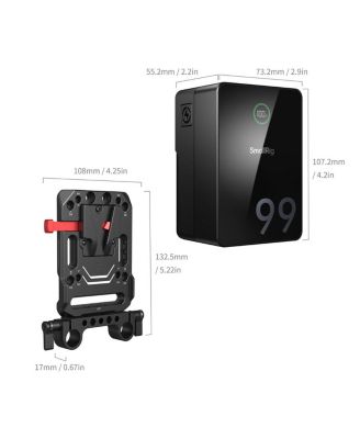 VB99 Pro Mini Rechargeable V-Mount Battery with 15mm Dual Rod Clamp Battery Plate
