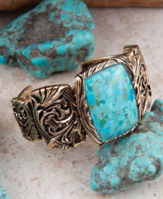 Jacquard Blue Turquoise Solid Golden Cuff Bracelet