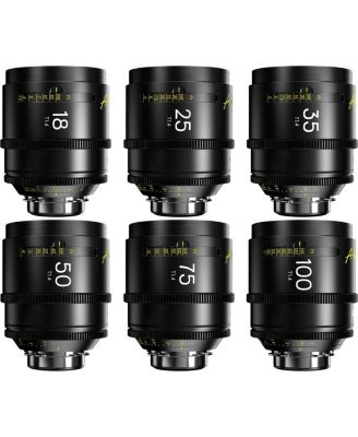 Arles Prime Cine 6-Lens Kit with 18mm, 25mm, 35mm, 50mm, 75mm and 100mm T1.4 Lens for PL Mount, Feet