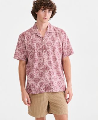 Men's Butler Medallion-Print Camp Shirt