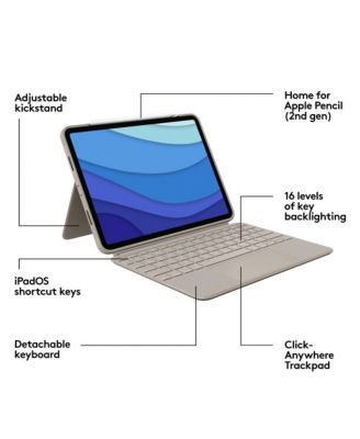 Combo Touch Keyboard Case for iPad Pro 11" (1st-4th Gen), Detachable Backlit Keyboard, Trackpad, Sand