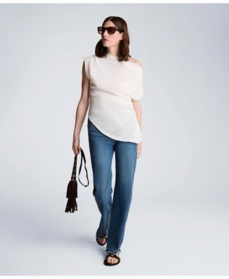 Women's Asymmetrical Drape Short-Sleeve Top