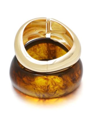 Gold Chunky Brown and Gold Bangle Bracelet Set