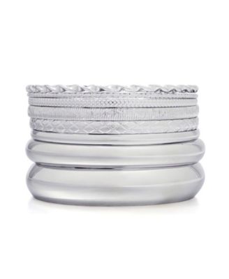 Silver Plated 8-Bangle Bracelet Set