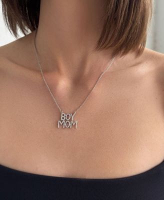 CZ Silver Boymom Pendant Necklace