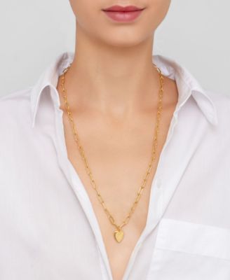 Gold 2-Piece Paperclip Heart Chain Necklace and Bracelet Set