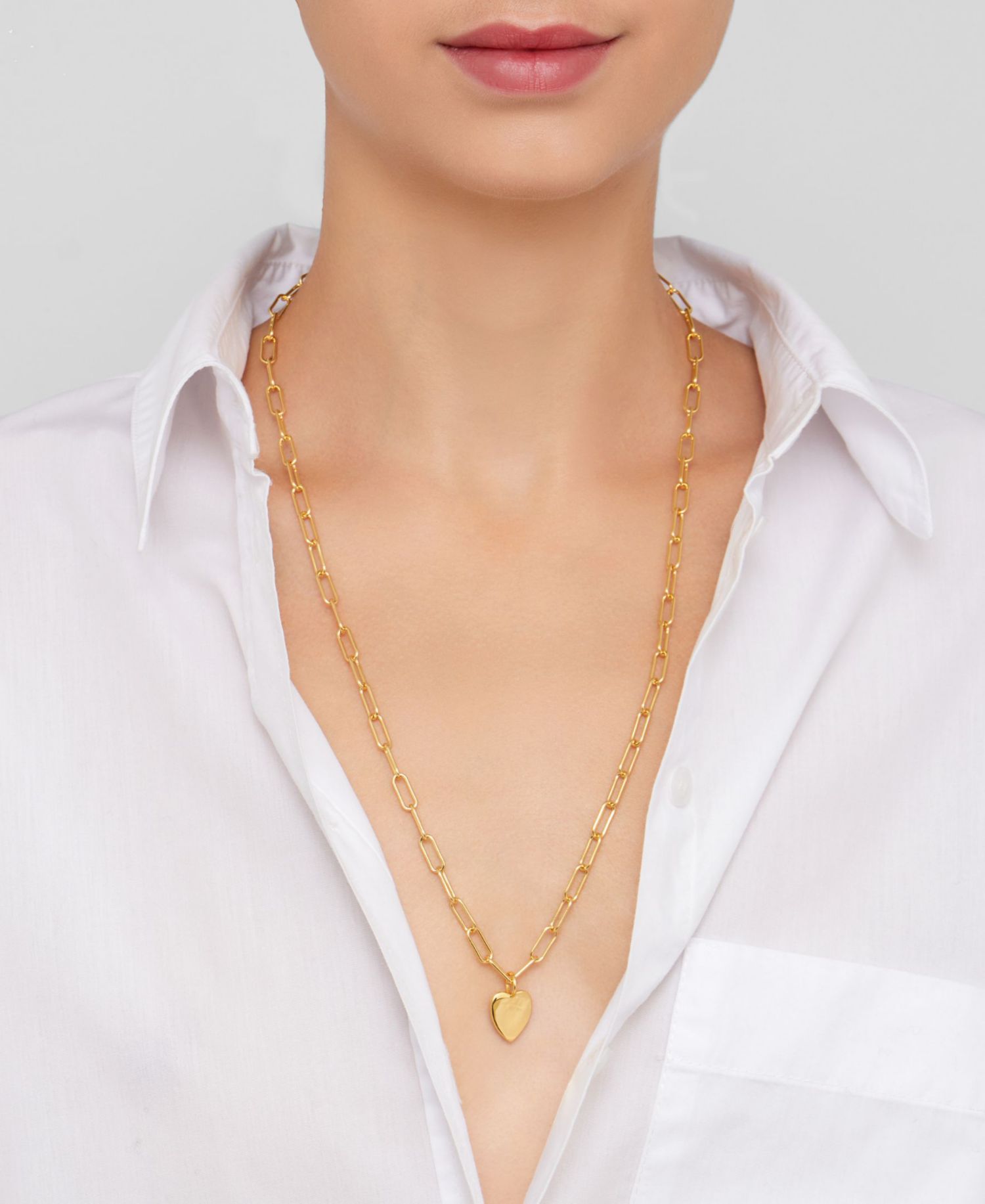 Gold 2-Pc. Paperclip Heart Chain Necklace and Bracelet Set