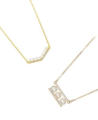 Pearl Gold 2-Piece Bar Necklace Set