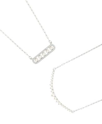 Silver 2-Piece Pearl Necklace Set
