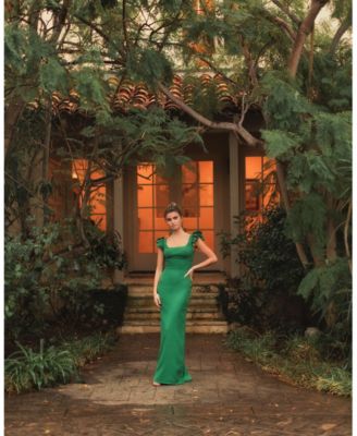 green dresses macy's Juniors' & Teen Ball Gown green wedding guest dress