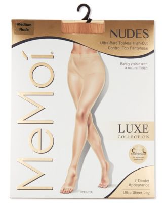 Women's Nudes Ultra Bare Toeless LUXE Pantyhose with High-Cut Control Top