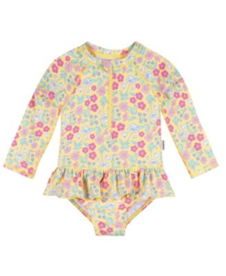 Toddler Girls Rashguard Suit, Floral, 5T