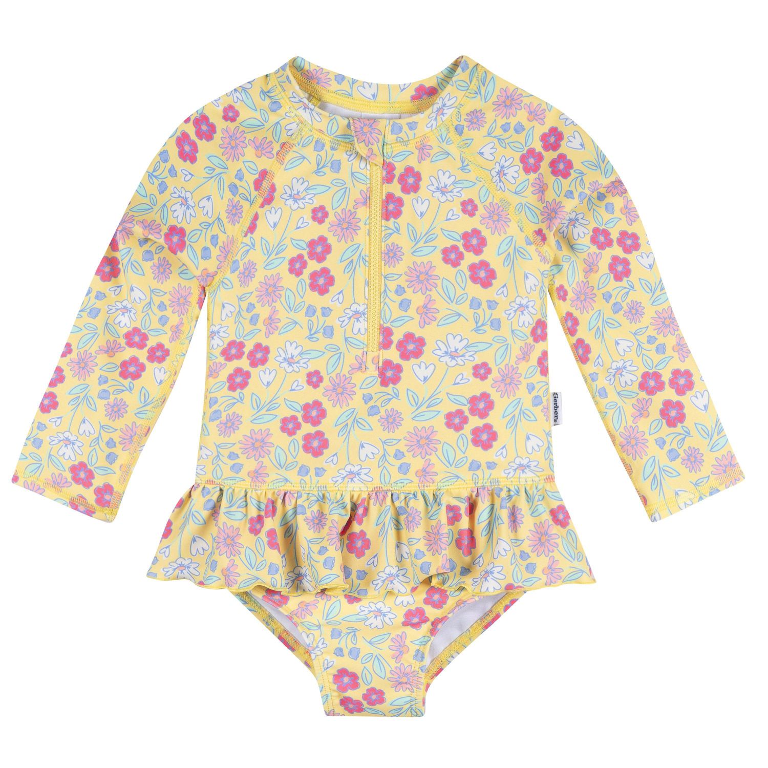 Toddler Girls Rashguard Suit, Floral, 5T
