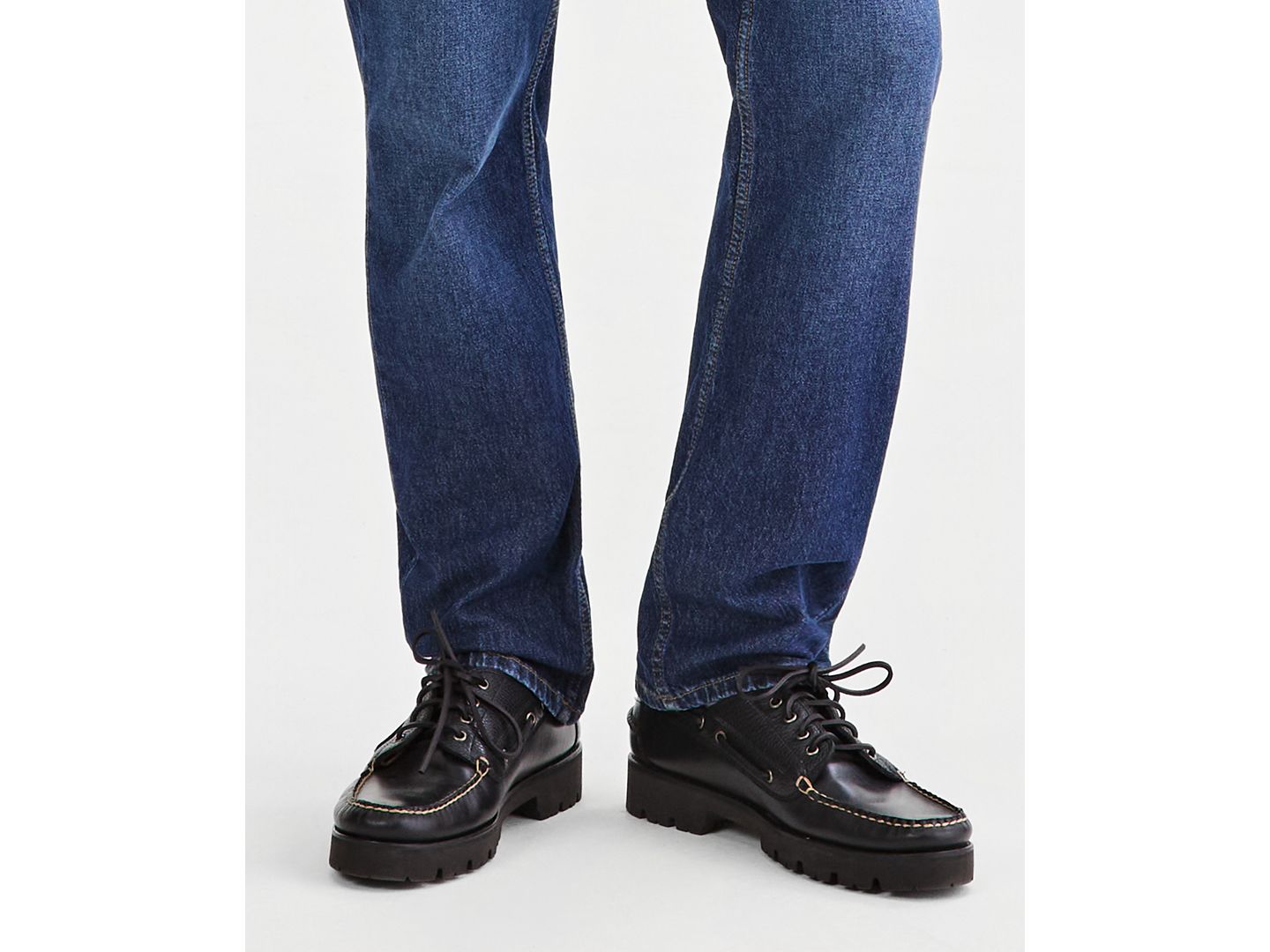 Мужские джинсы Sun + Stone Navy-Wash Straight-Fit, цвет: Тёмно-синий варёный — фото 3