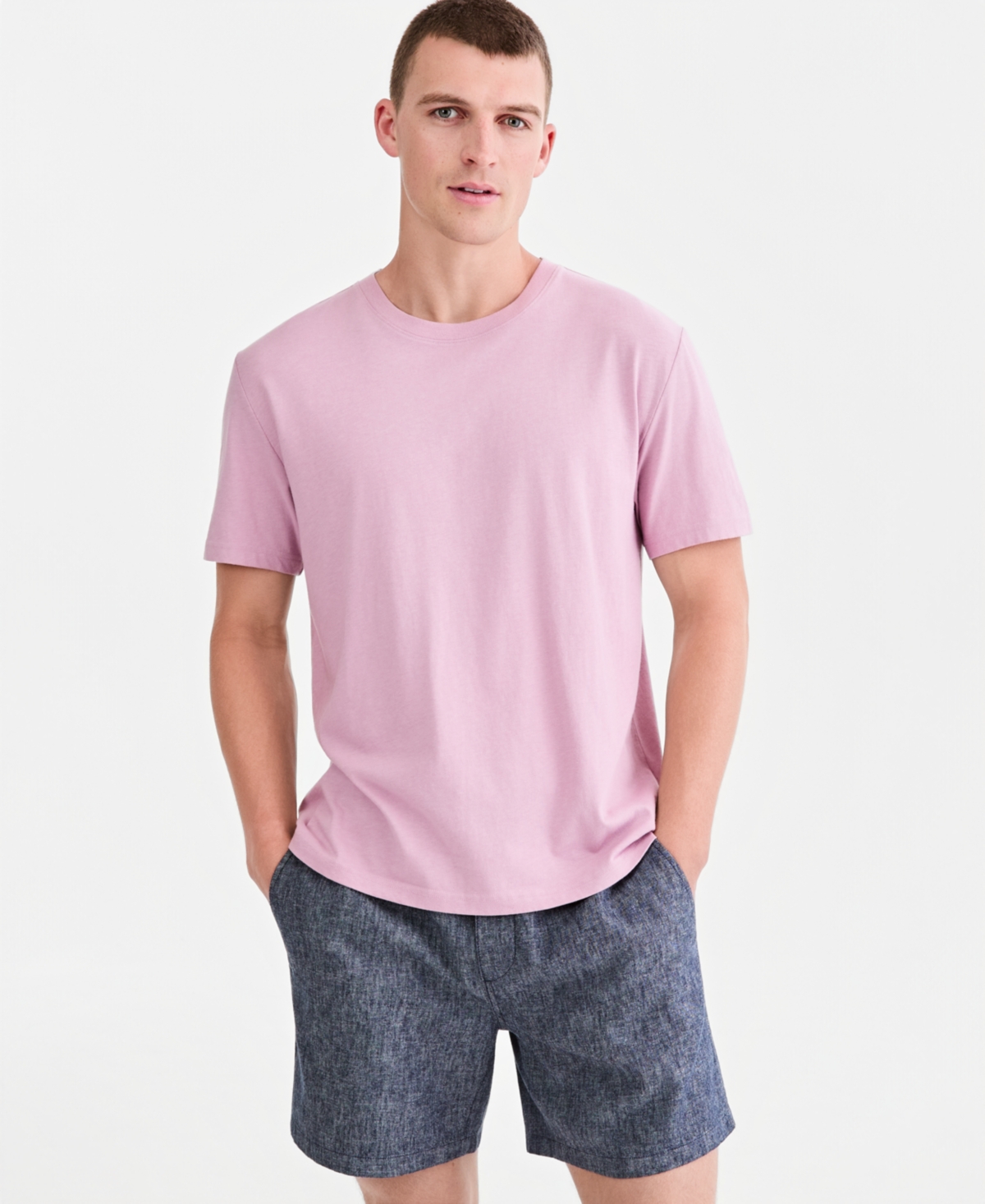 Sun + Stone Men's Cotton Lived In Short Sleeve T-shirt, Macy's Exclusive In Pink