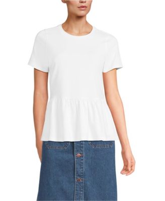 Women's Short Sleeve Lightweight Jersey Crew Neck Peplum Tee