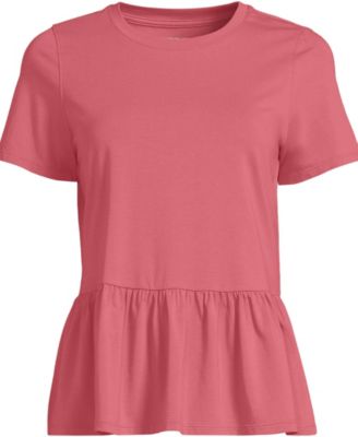 Women's Short Sleeve Lightweight Jersey Crew Neck Peplum Tee