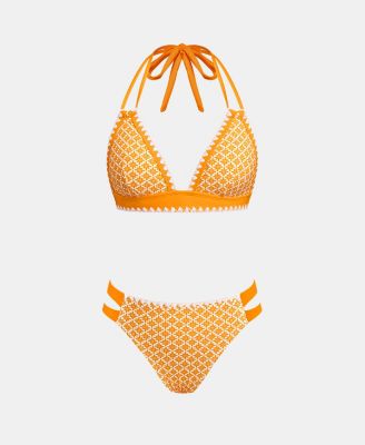 Women's Boho Shell Stitch Halter Bikini Top and Cheeky Bottoms Set