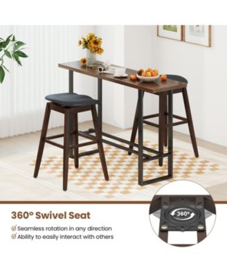 Set of 2 Swivel Bar Stools 31'' Bar Chairs w/ Padded Contoured Seat and Footrest