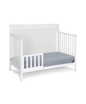 4 in 1 Modern Sleigh Convertible Crib White Solid Wood Adjustable Mattress Height