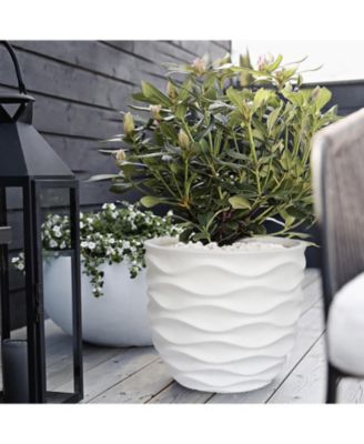 13.4-Inch Round Waves MgO Planter