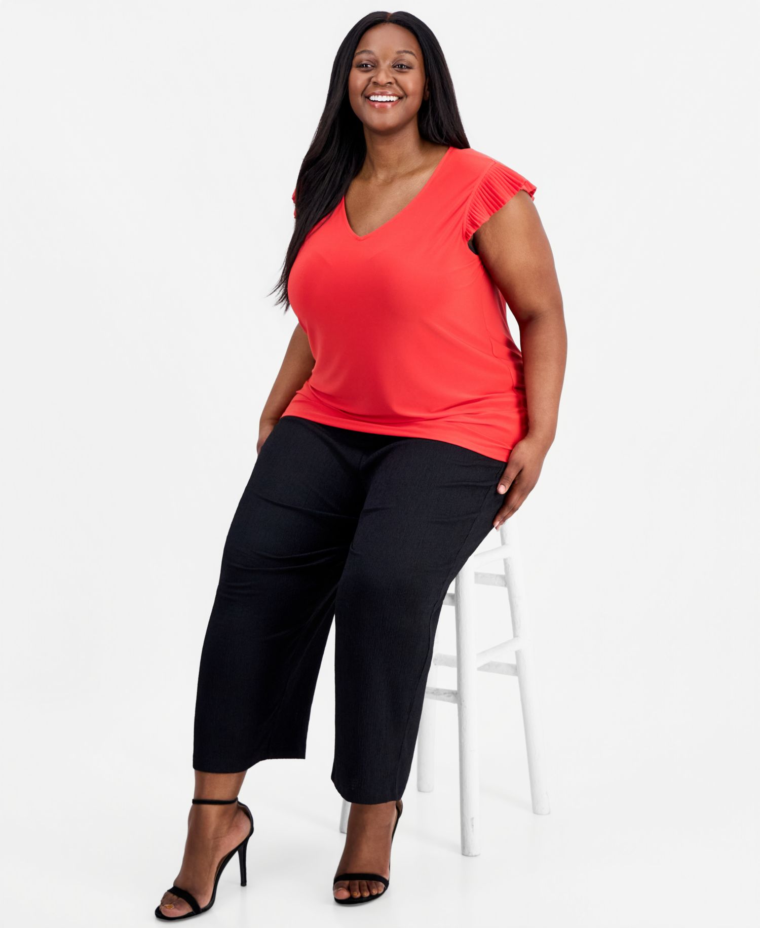 Petite Ruffled Sleeveless Top