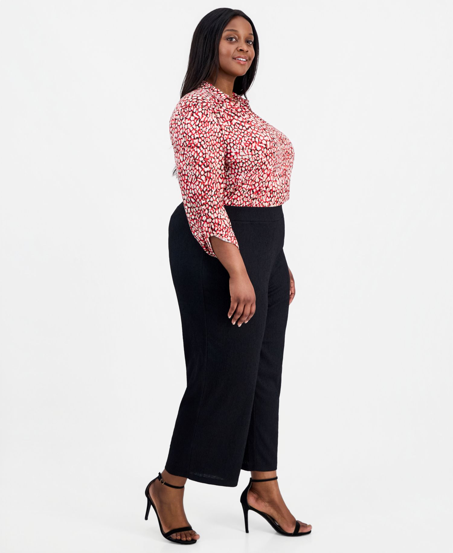 Plus Size Mid-Rise Wide-Leg Pull-On Pants