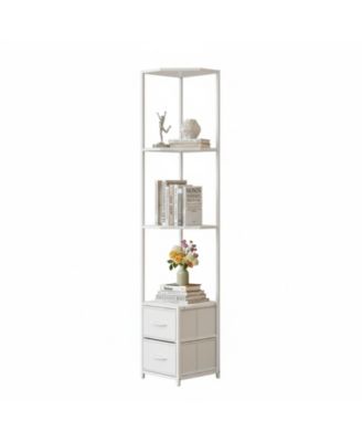 63.4'' Tall 6-Tier Corner Shelf Stand with Storage Fabric Drawers Freestanding for Living Room Bedroom Kitchen Bathroom