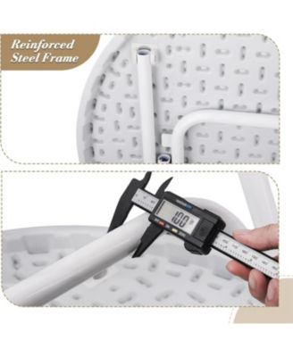 23.6'' Cocktail Table White High Top Folding, Round Portable Bar Height Folding Table with Removable Legs Indoor Outdoor Banquet for Party