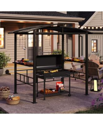 Hardtop Grill Gazebo with Vented Polycarbonate Roof and Shelves