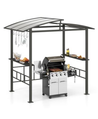 Hardtop Grill Gazebo with Vented Polycarbonate Roof and Shelves
