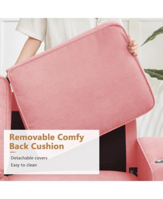 Modern 3-Seater Sofa Couch, 83.86" Snowfleece Fabric Sofa, Comfy Compressed Couch with 2 Cup Holders for Living Room, Office