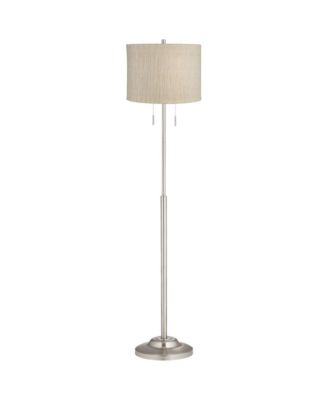 Abba Modern Floor Lamp Standing 66" Tall Brushed Nickel Silver Metal Drum Shade for Living Room Bedroom Office House Home