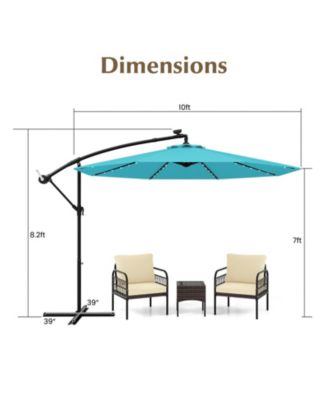 10 ft Solar LED Offset Umbrella with Lights and Cross Base