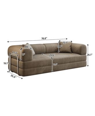 78.8" Corduroy Convertible Sofa Bed, 2-Seater Loveseat Sleeper with Pillow Back, Boneless Modular Sectional for Living Room