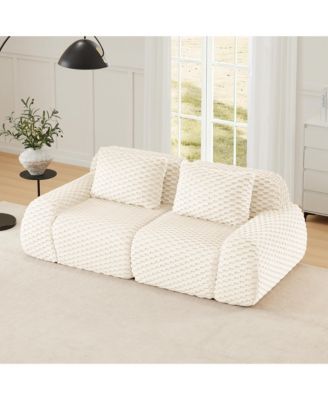 82" Modern Modular Sofa, Soft Flannelette 2-Seater Couch with Deep Seat and Anti-Slip Base for Living Room