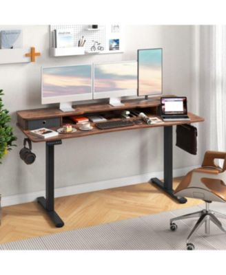 Height Adjustable Electric Standing Desk with 2 Drawers