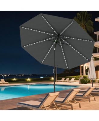 Solar Patio Umbrella with Flowing LED Lights and Tilt