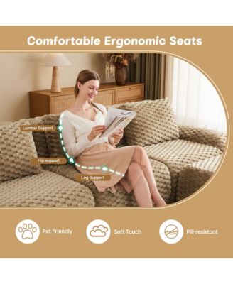  Modern Modular Sectional Sofa, Flannelette Fabric Couch, Oversized 2-Seater Couch with Deep Seat and Anti-slip Design for Living Room