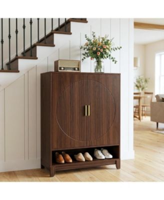 6-Tier Wooden Shoe Cabinet with Doors, Freestanding Shoe Storage Organizer with Adjustable Shelves, Holds Up to 24 Pairs