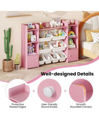 56 in Large Kids Toy Storage Organizer with Bins and Bookshelf
