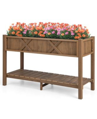 Poly Wood Elevated Planter Box with Legs Shelf and Drainage