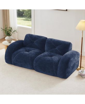 Luxury 80" Modular Velvet Loveseat, 2-Seater Tufted Sectional Couch with 32D Sponge Cushion and Bottom Anti-Slip Design for Home Living Room